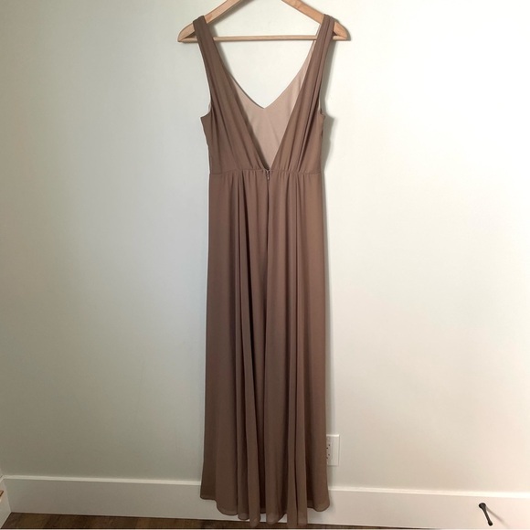 Show Me Your MuMu Jenn Maxi Dress Dune Beige Chiffon Bridal Party Dress - Picture 3 of 5